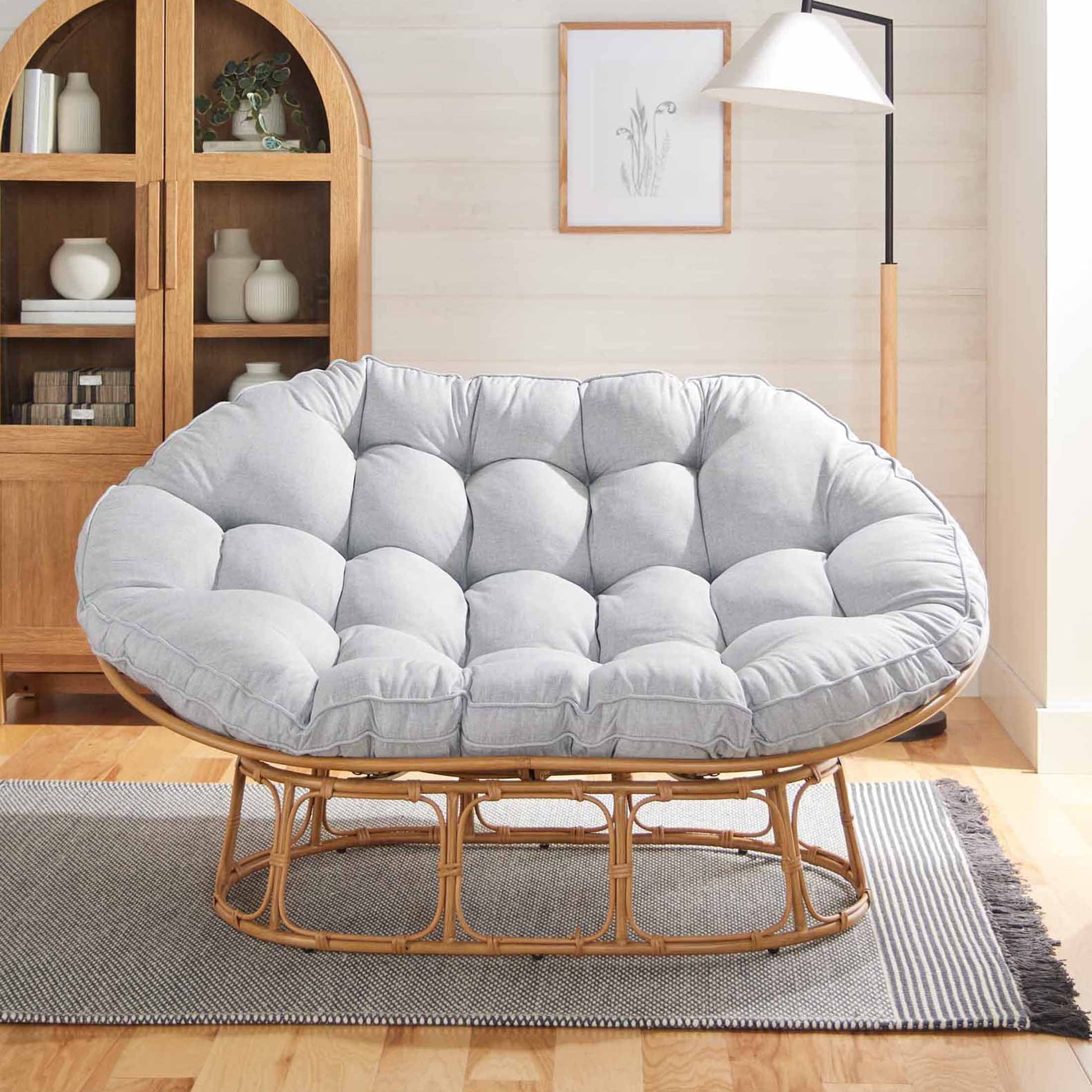 Double Papasan Chair, Grey Linen