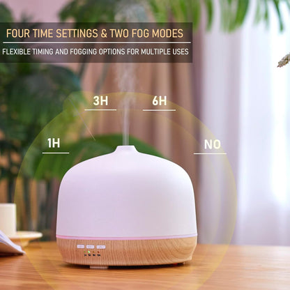 Ceramic Essential Oil Diffusers for Home Large Room, Aromatherapy Scent Air Diffuser Ultrasonic Aroma Defusers 500Ml with Timed—Wood