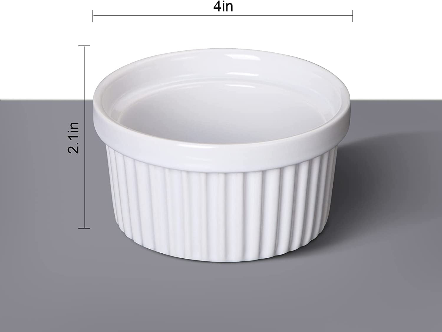 8 Oz Ramekins, Set of 8, Porcelain Ramekins for Creme Brulee Dishes Oven Safe, Classic Style Custard Cups for Baking, Souffle Ramekins Dish Bowls, Dipping Sauce Bowls - White