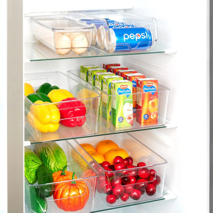 Set of 8 Refrigerator Organizer Bins,  Clear Plastics Fridge Organizers and Storage with Handles