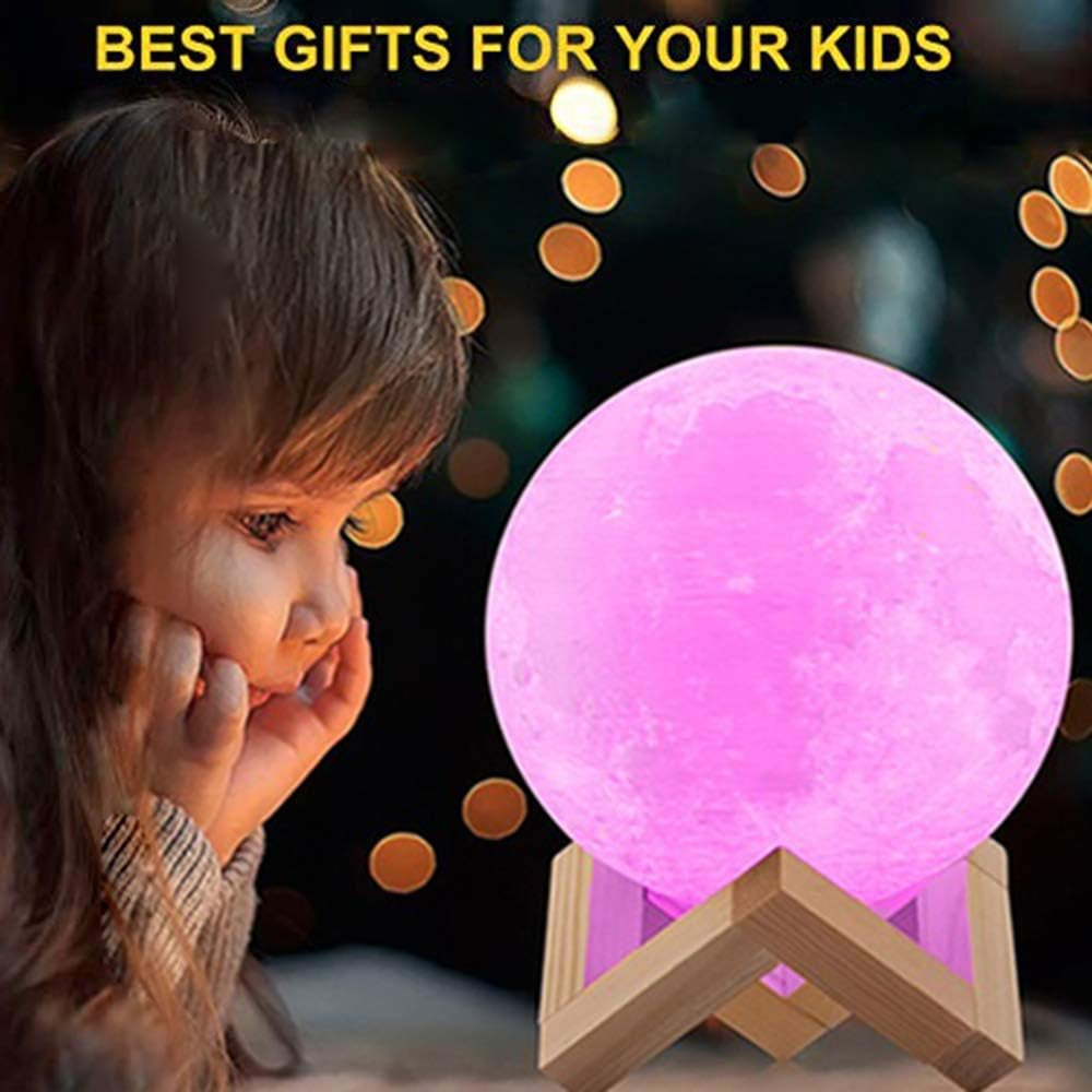 Moon Lamp, 9.6 Inches 16 Colors Moon Night Light with Stand & Remote &Touch Control and USB Rechargeable Decorative Luna Lamp