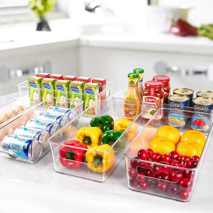 Set of 8 Refrigerator Organizer Bins,  Clear Plastics Fridge Organizers and Storage with Handles