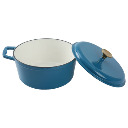 4.75Qt Oven-Safe Cast Iron Ceramic Enamel round Dutch Oven, Blue