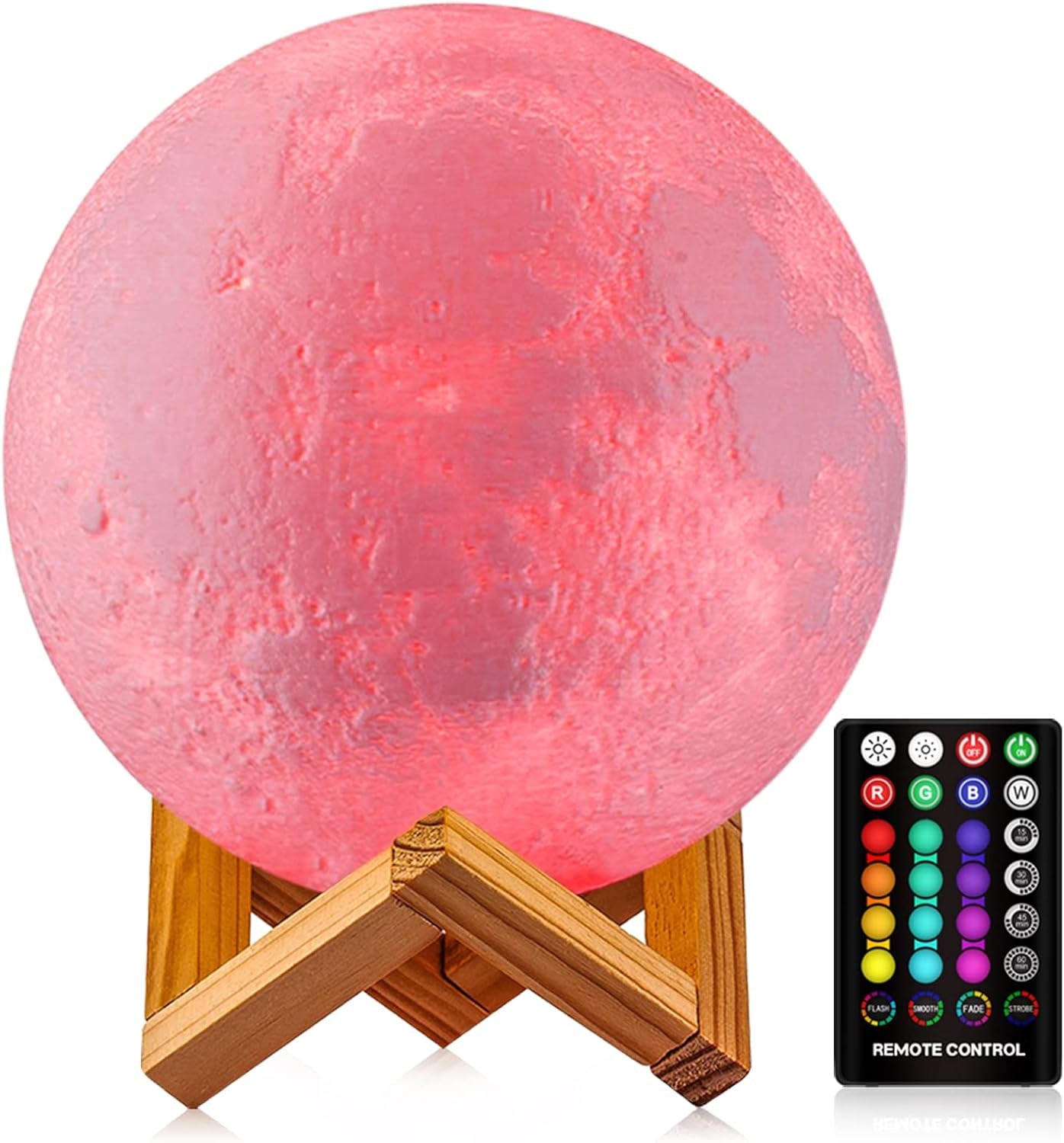 Moon Lamp, 9.6 Inches 16 Colors Moon Night Light with Stand & Remote &Touch Control and USB Rechargeable Decorative Luna Lamp