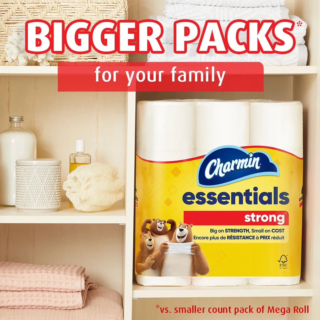 Toilet Paper Essentials Strong, 12 Mega Rolls