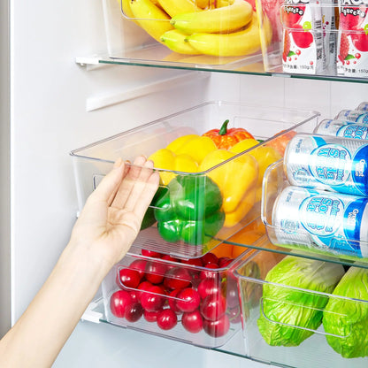 Set of 8 Refrigerator Organizer Bins,  Clear Plastics Fridge Organizers and Storage with Handles