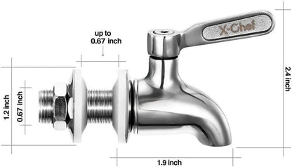 2 PCS Beverage Spigots Beverage Dispenser Spigot Replacement Stainless Steel Spigot for Glass Jar & Drink Dispenser