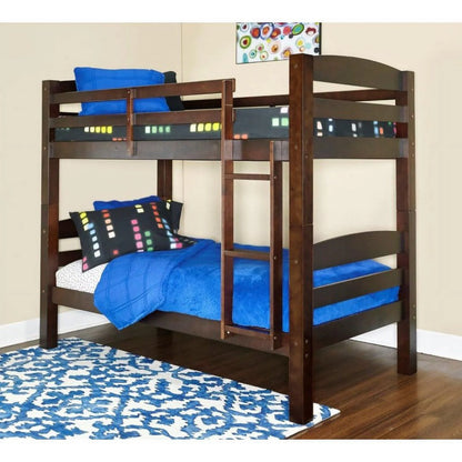 Levi Twin over Twin Wood Bunk Bed in Espresso