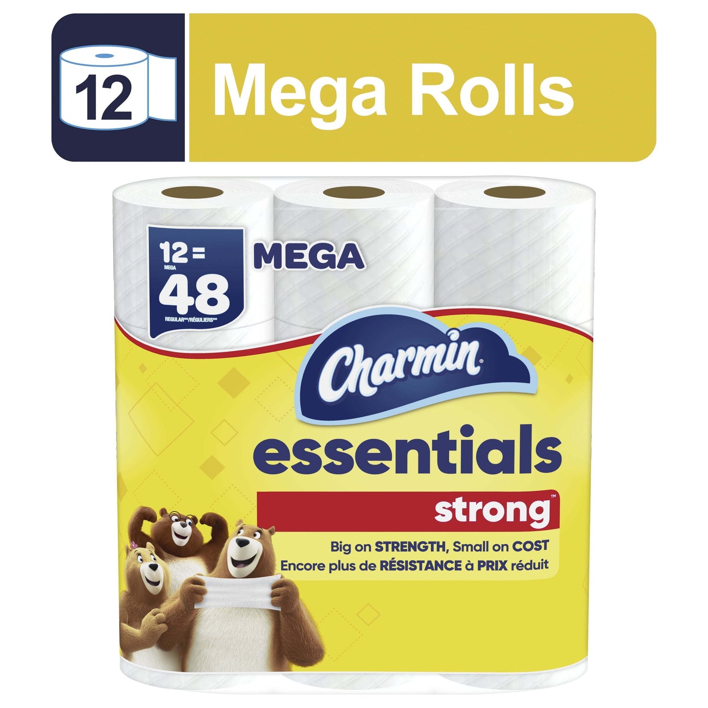 Toilet Paper Essentials Strong, 12 Mega Rolls