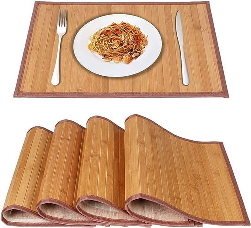 Bamboo Placemats for Dining Table, Placemats Set of 4,Stain-Resistant,Heat-Resistant Place Mats,Durable and Sturdy Dining Place Mats for Kitchen Table (1218Inch, Original)