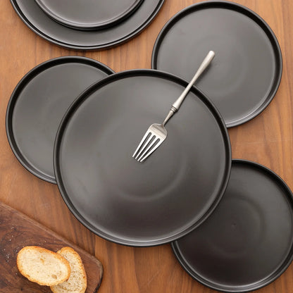 Stone + Lain Celina Stoneware Collection, round Dinnerware Set, 24-Piece Service for 8, Black Matte