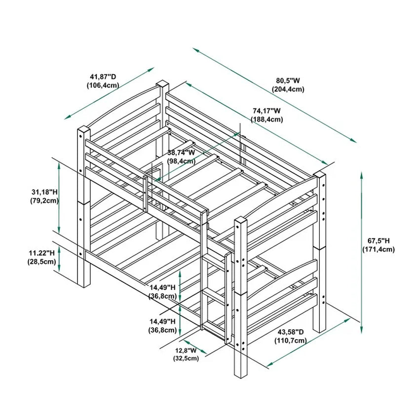 Levi Twin over Twin Wood Bunk Bed in Espresso